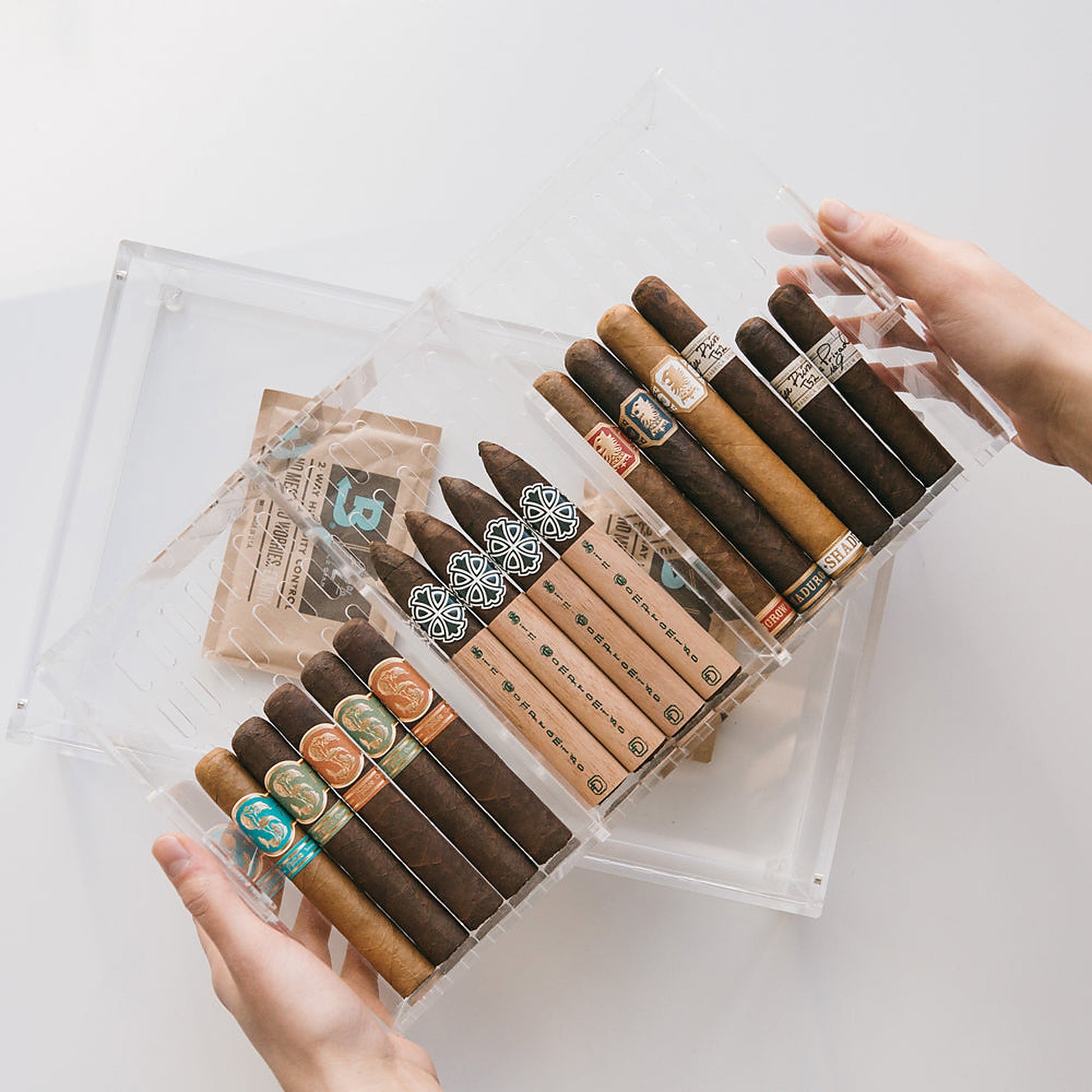 Boveda 69% RH pack in acrylic humidor