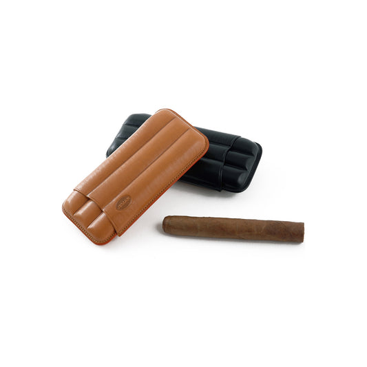 Jemar 112/4 4-cigar leather case - black, brown and natural