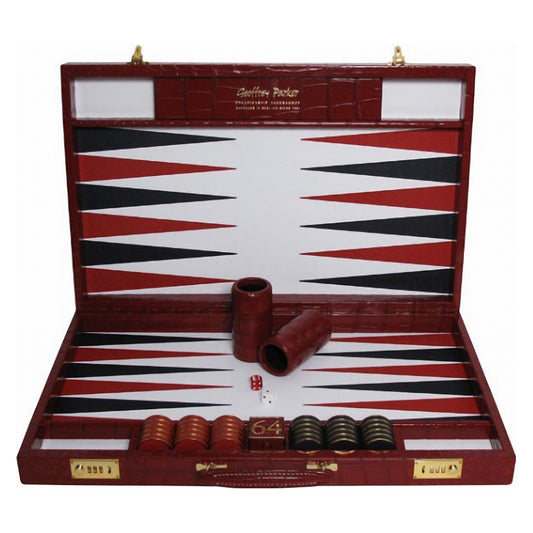 Geoffrey Parker red Alligator leather backgammon attaché case