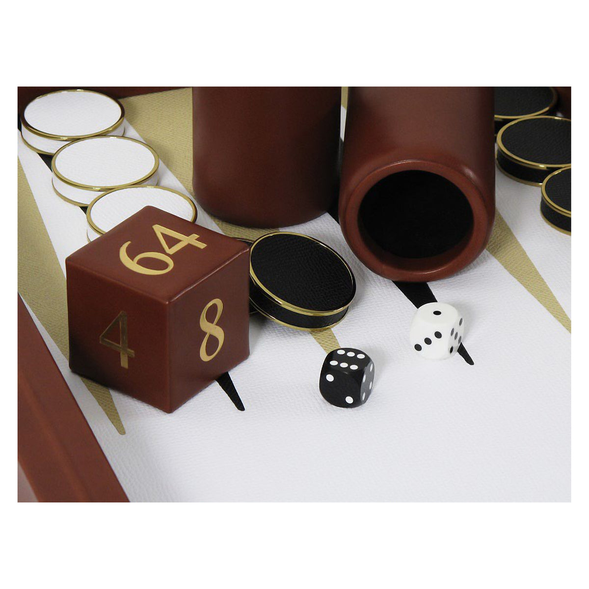 Geoffrey Parker Bridle Hide backgammon attaché case open showing inlaid leather field – detail