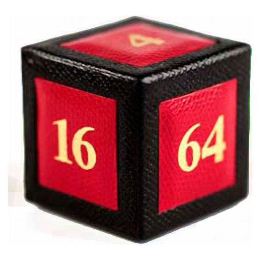 Geoffrey Parker inlaid red and black leather backgammon doubling cube