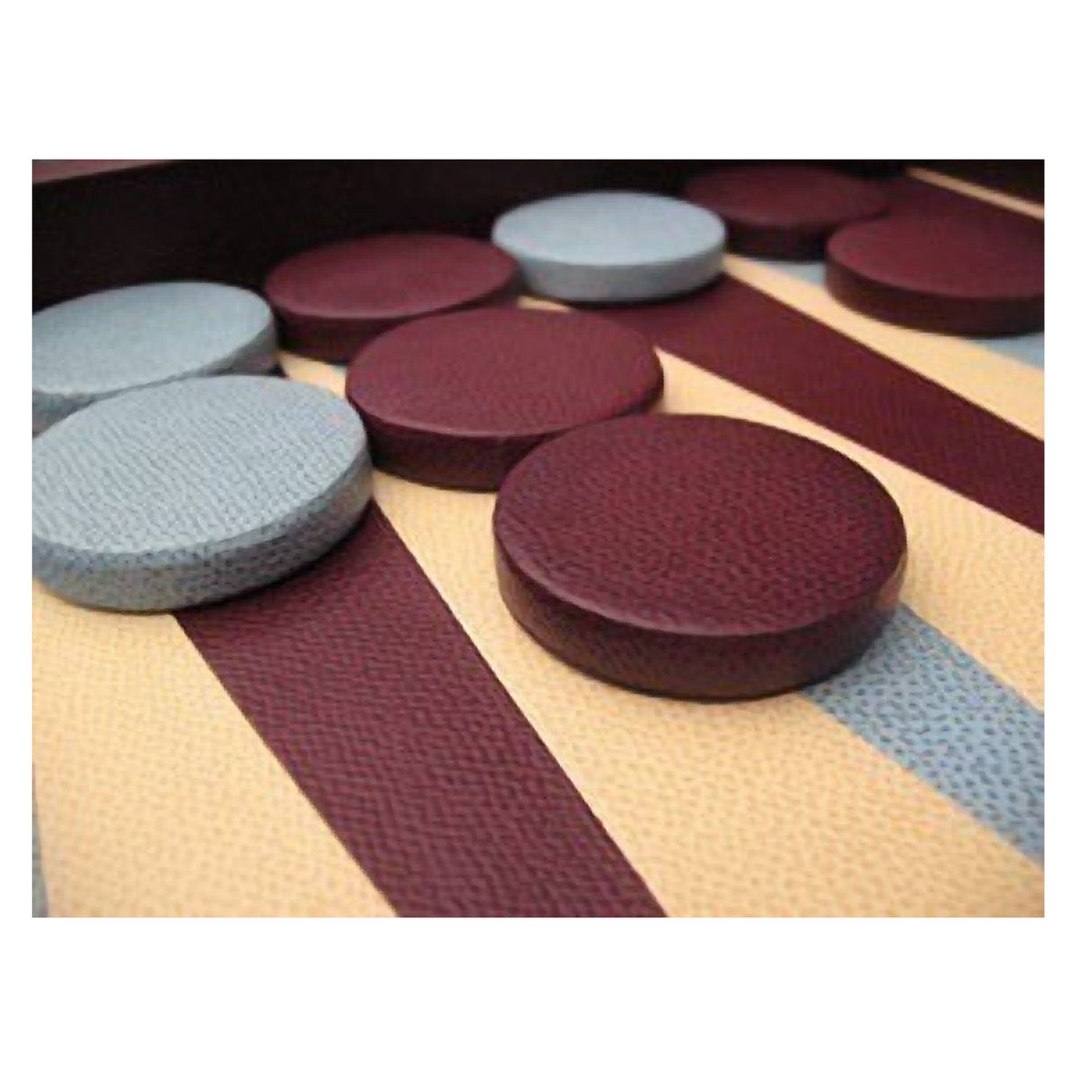 Geoffrey Parker – pions de backgammon en cuir lestés bourgogne et gris