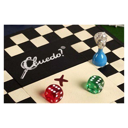 Geoffrey Parker – plateau de Cluedo en cuir incrusté sur socle noir à côtés festonnés – détail