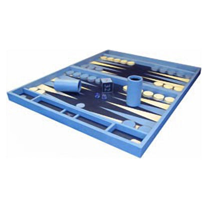 Geoffrey Parker – plateau de table de backgammon Classe Contemporaine en cuir bleu