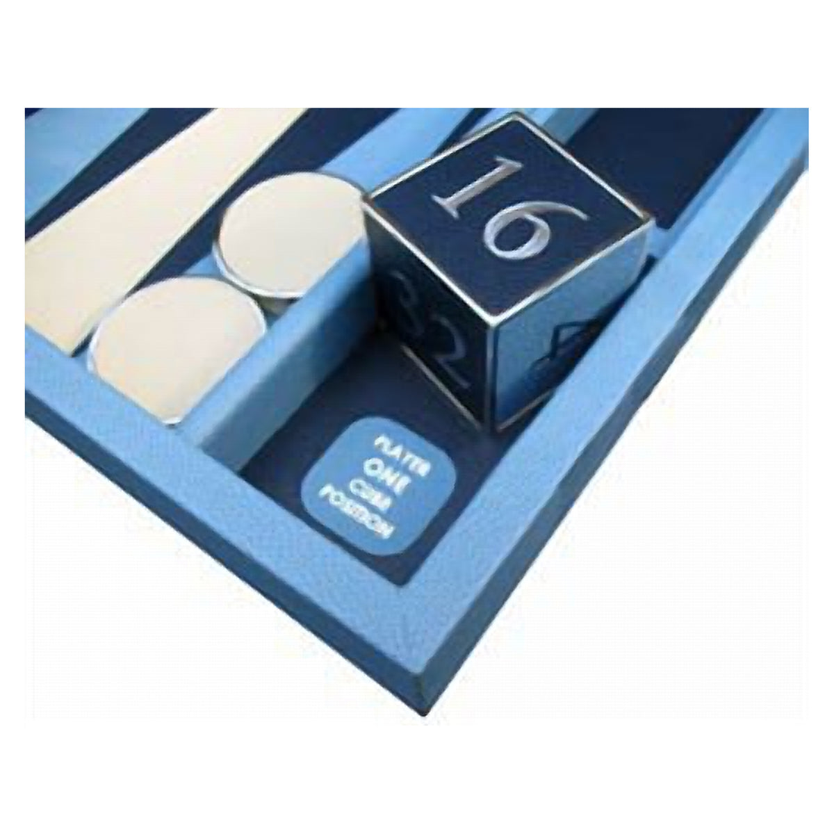 Geoffrey Parker – plateau de table de backgammon Classe Contemporaine en cuir bleu – détail