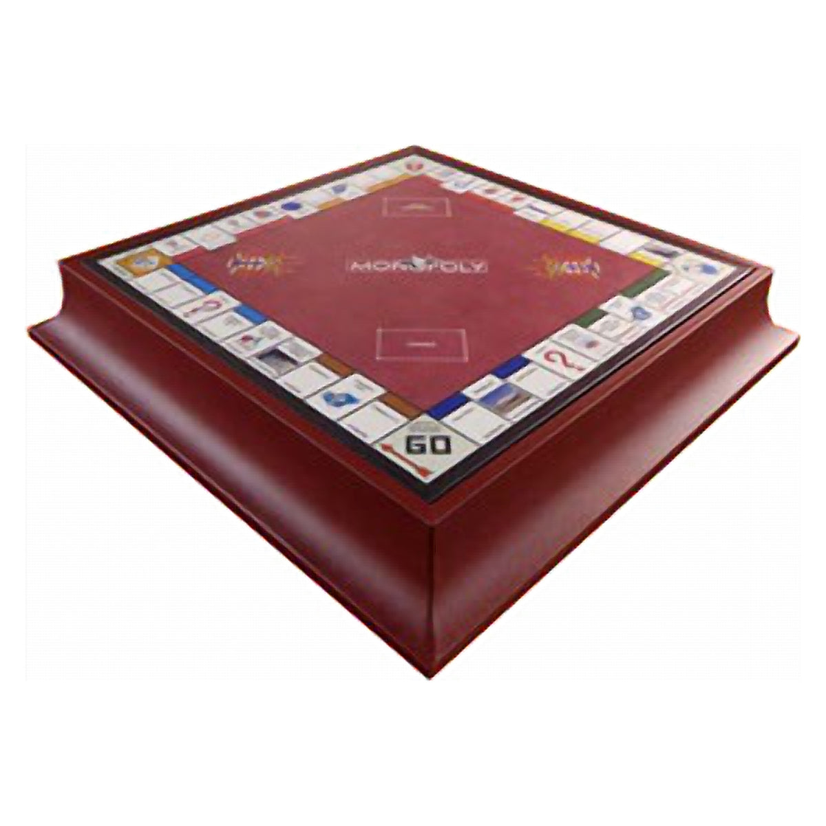Geoffrey Parker – plateau de Monopoly en cuir rouge incrusté sur socle à côtés festonnés