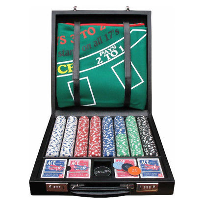 Geoffrey Parker – mallette de poker et blackjack en cuir avec tapis dans le couvercle