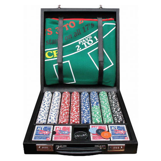 Geoffrey Parker leather poker and blackjack case with cloth in lid