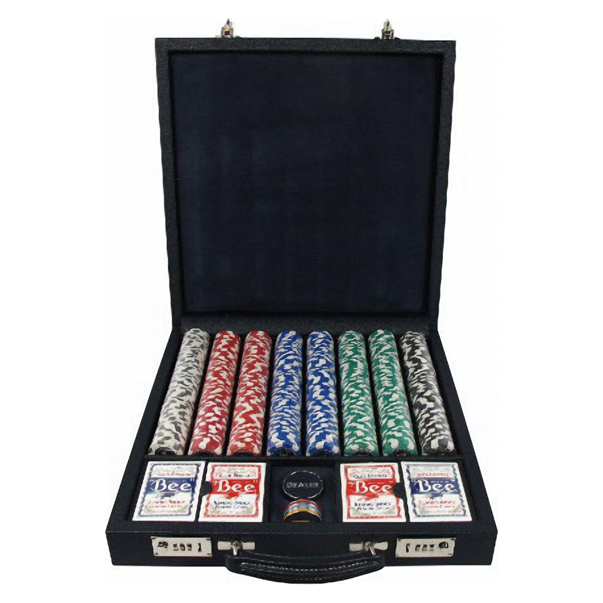 Geoffrey Parker – coffre à jetons de poker en cuir avec jetons et cartes à jouer