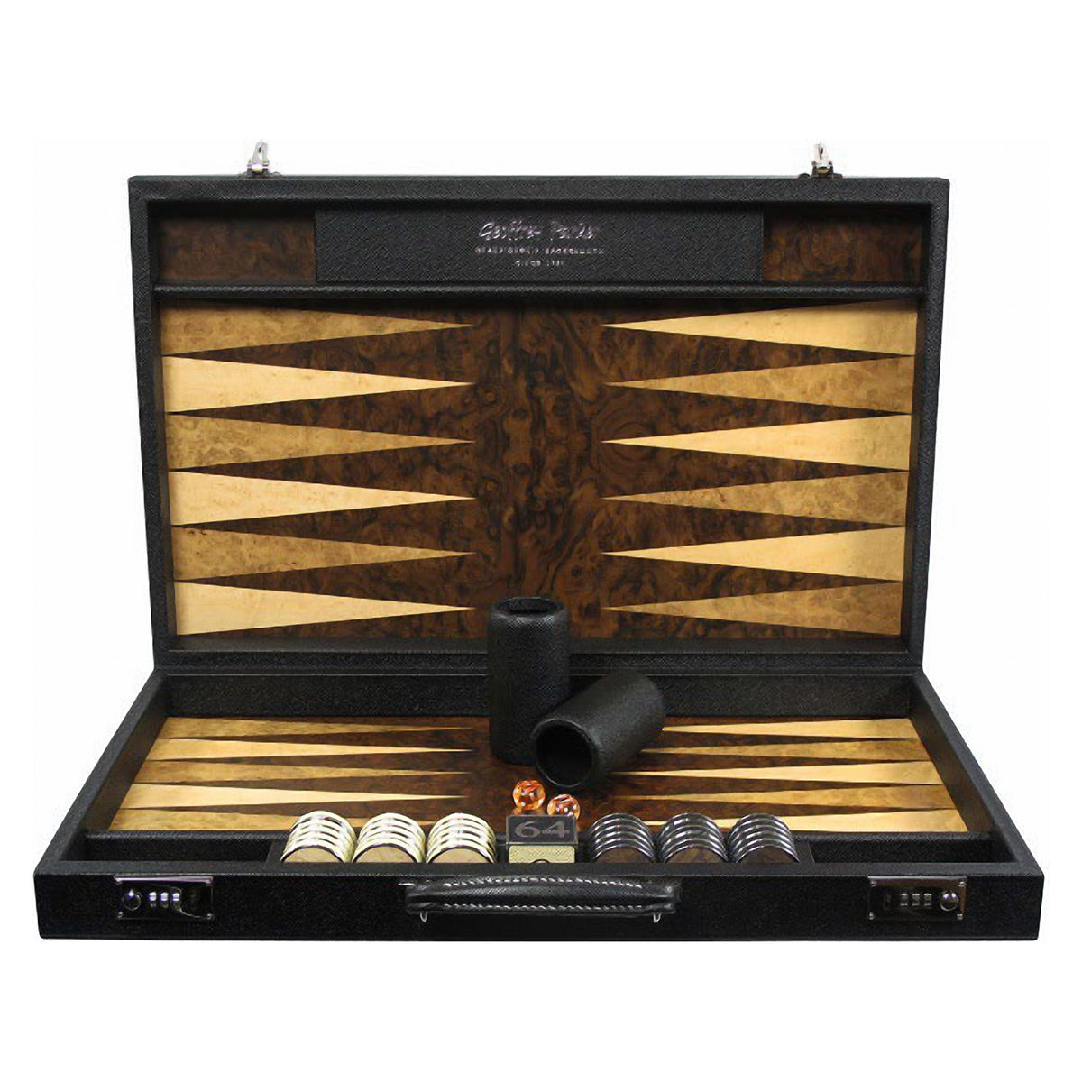 Geoffrey Parker – backgammon Classe Méditerranée avec tablier plaqué en ronce de noyer