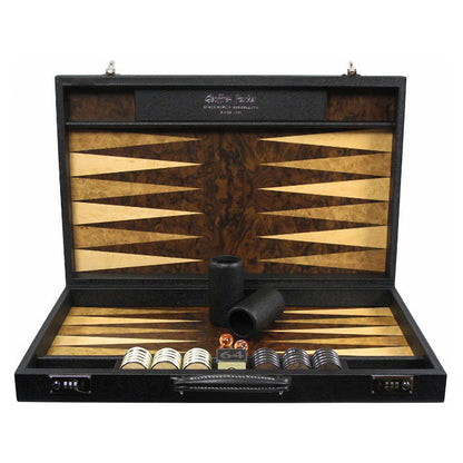 Geoffrey Parker – backgammon Classe Méditerranée avec tablier plaqué en ronce de noyer