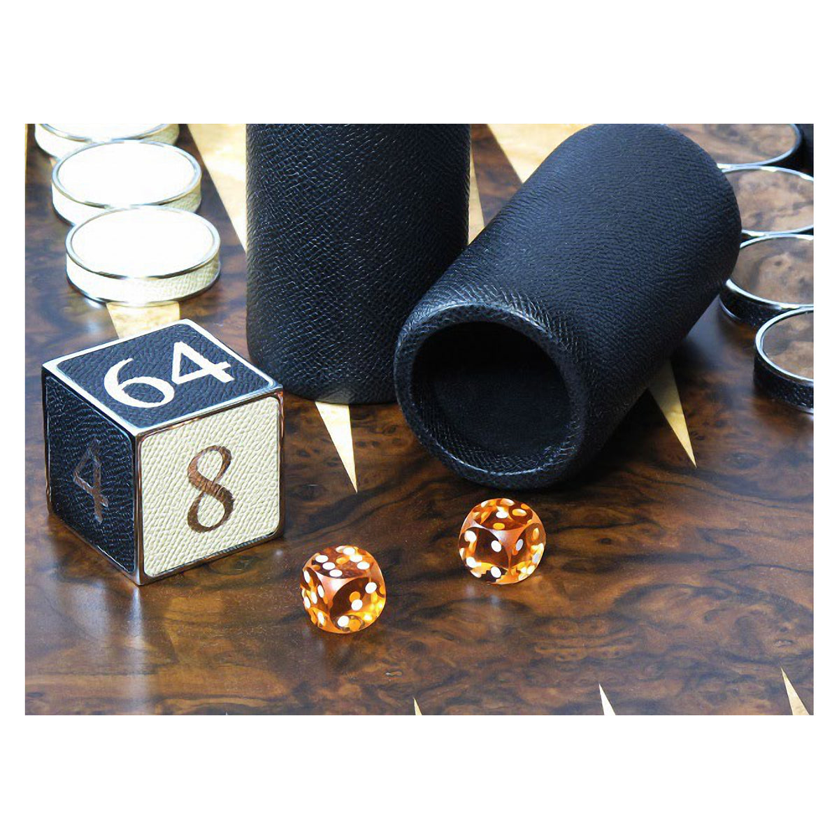 Geoffrey Parker – backgammon Classe Méditerranée avec tablier plaqué en ronce de noyer – détail