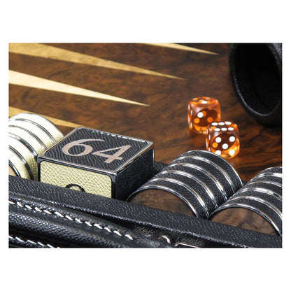 Geoffrey Parker – backgammon Classe Méditerranée avec tablier plaqué en ronce de noyer – détail