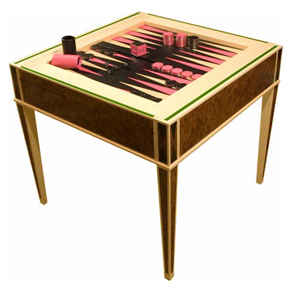 Geoffrey Parker – table de jeux rétro à piètement central avec plateau de backgammon – détail