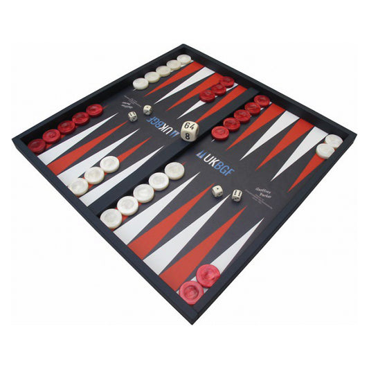 Geoffrey Parker printed leather roll-up travel backgammon board with acrylic stones