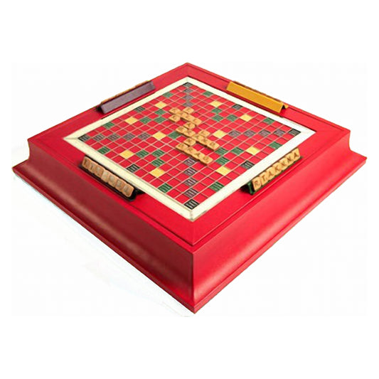 Geoffrey Parker inlaid red leather Scrabble board on scalloped plinth