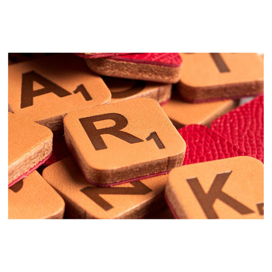 Geoffrey Parker printed leather Scrabble letter tiles