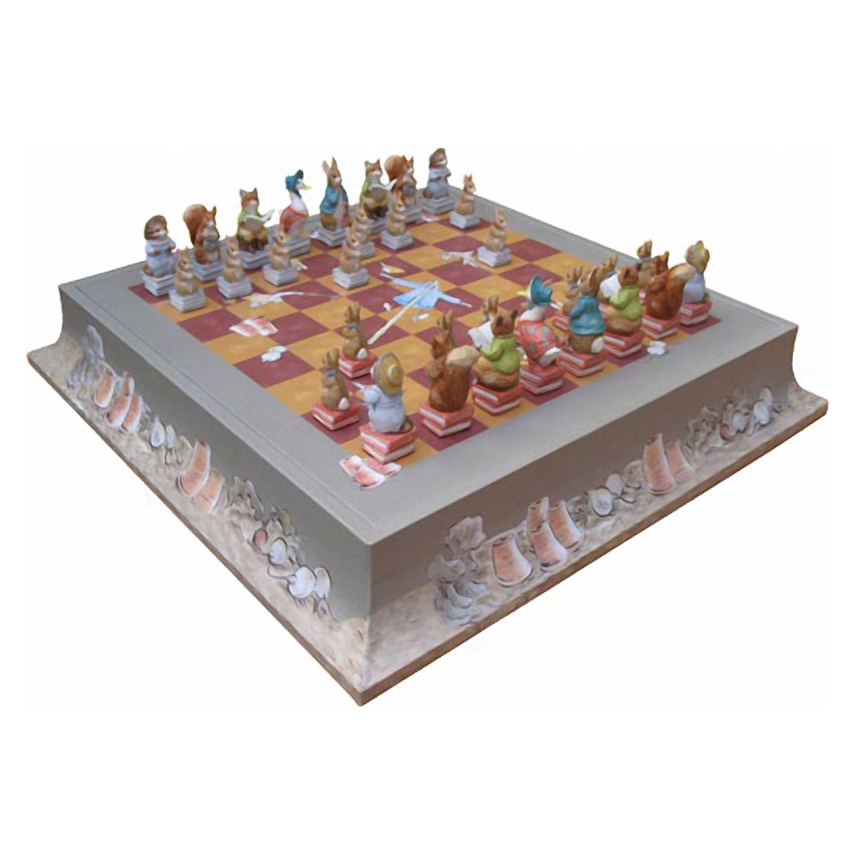 Geoffrey Parker – socle d’échecs thématique en cuir imprimé avec jeu d’échecs à personnages