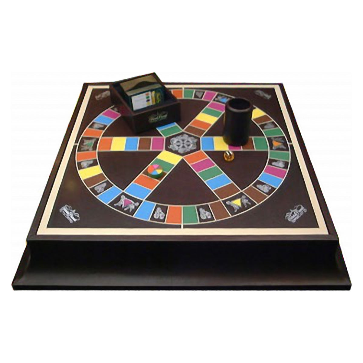 Geoffrey Parker inlaid leather Trivial Pursuit board on scalloped plinth