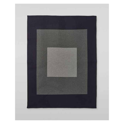 Johnstons of Elgin Art Geometric Throw in Navy / Grey — laid flat