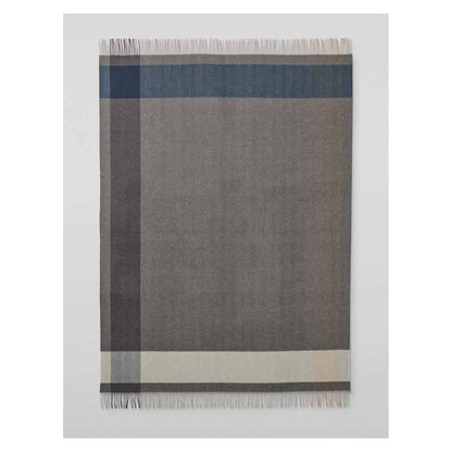 Johnstons of Elgin Block Border Throw in Grey — laid flat