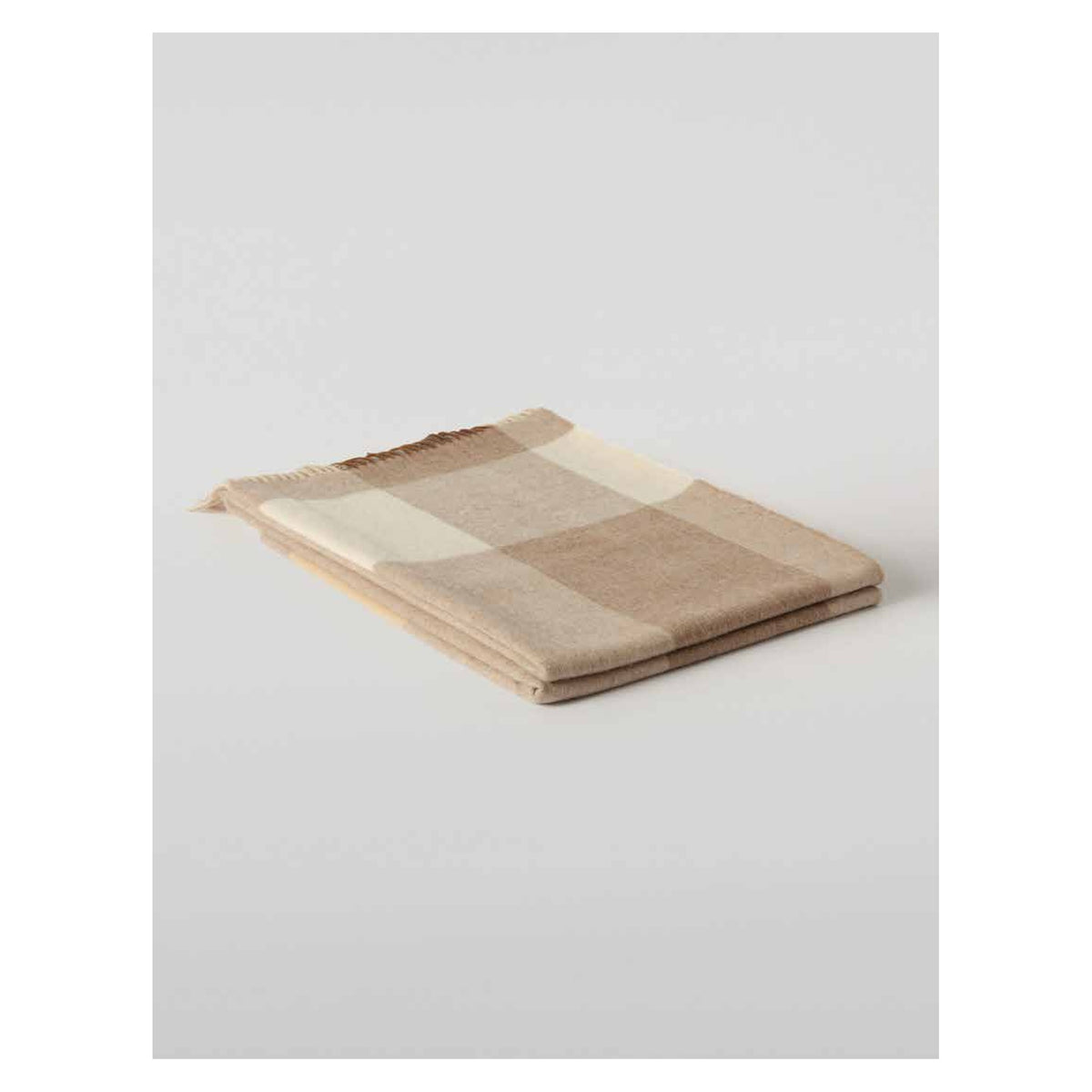 Johnstons of Elgin Block Border Throw in Natural