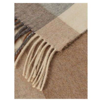 Johnstons of Elgin Block Border Throw in Natural — detail