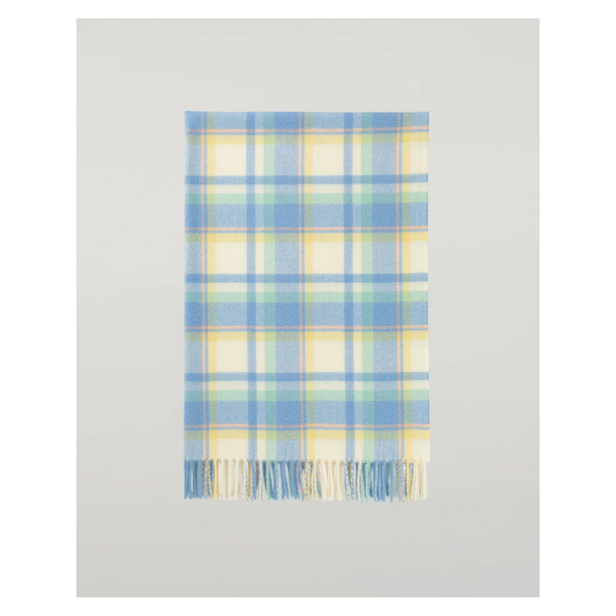 Johnstons of Elgin Check Cashmere Baby Blanket in Blue Green