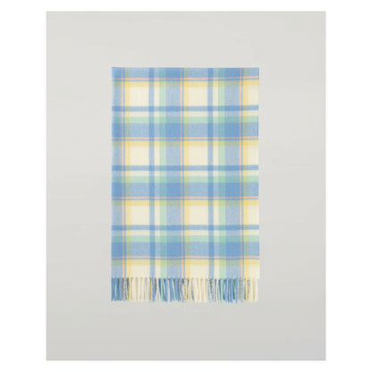 Johnstons of Elgin Check Cashmere Baby Blanket in Blue Green