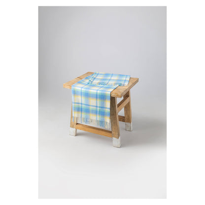 Johnstons of Elgin Check Cashmere Baby Blanket in Blue Green — view 3