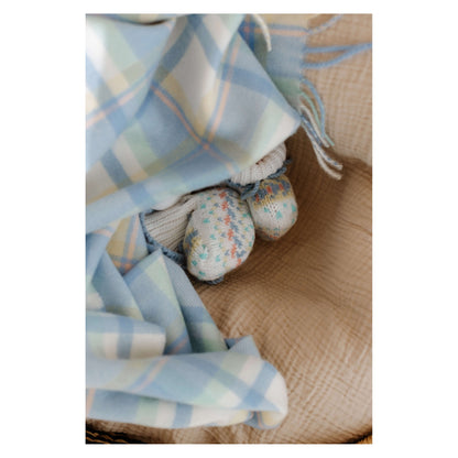 Johnstons of Elgin Check Cashmere Baby Blanket in Blue Green — view 4