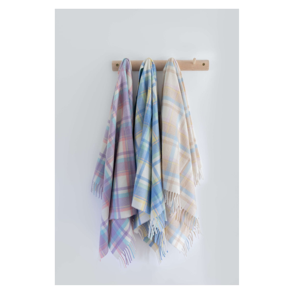 Johnstons of Elgin Check Cashmere Baby Blanket in Blue Green — view 7