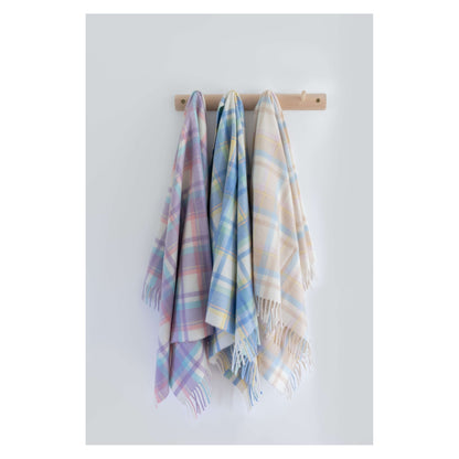 Johnstons of Elgin Check Cashmere Baby Blanket in Blue Green — view 7