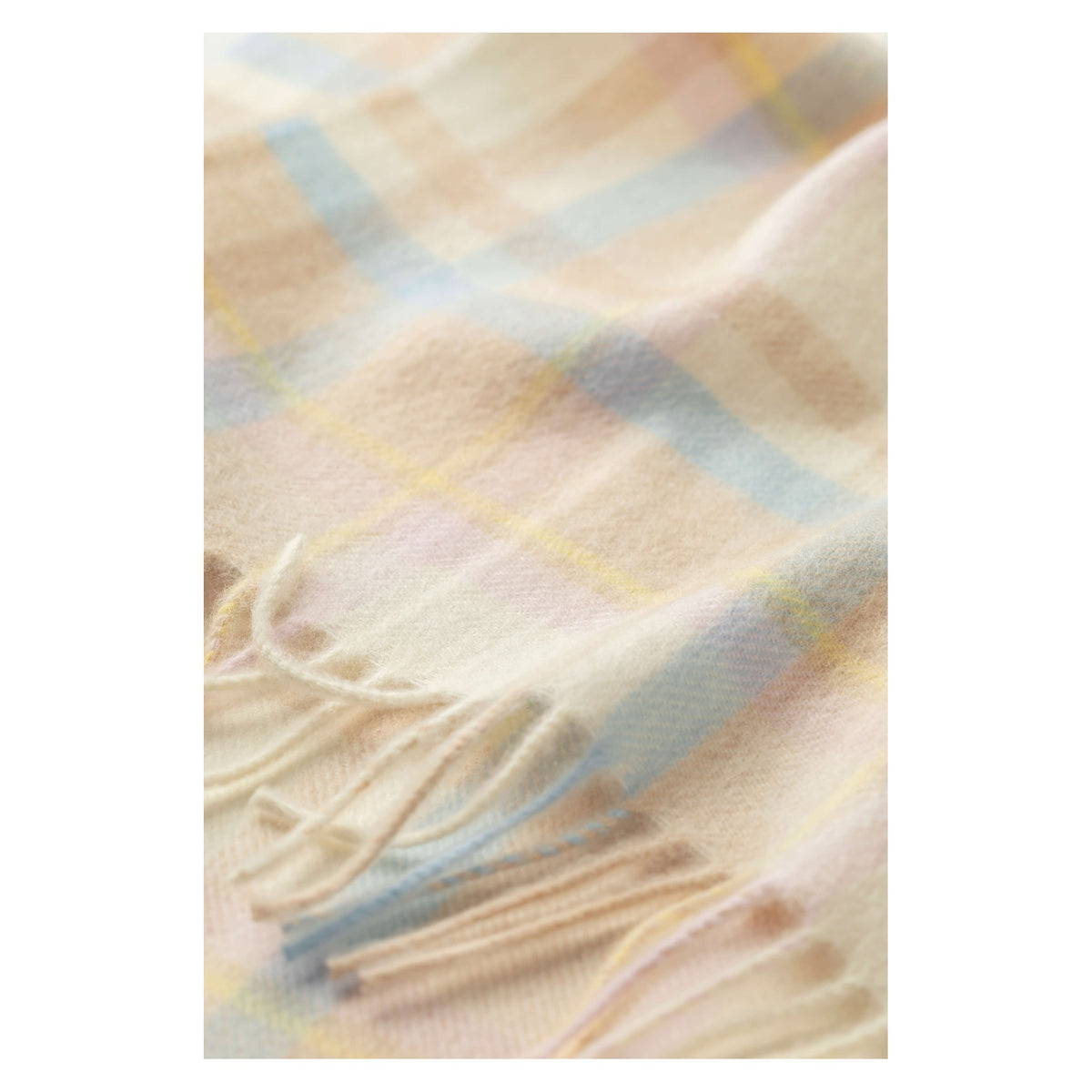 Johnstons of Elgin Check Cashmere Baby Blanket in Natural — detail