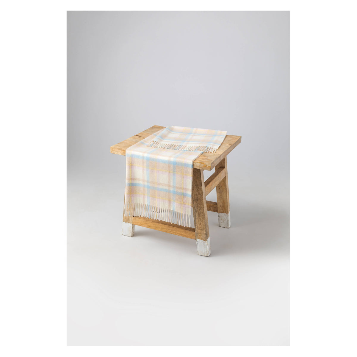Johnstons of Elgin Check Cashmere Baby Blanket in Natural — view 6