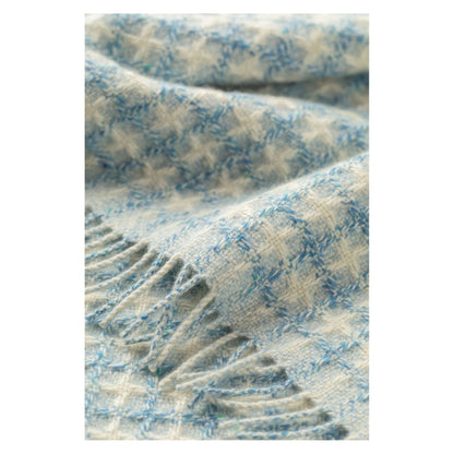 Johnstons of Elgin Donegal Cashmere Baby Blanket in Blue — detail