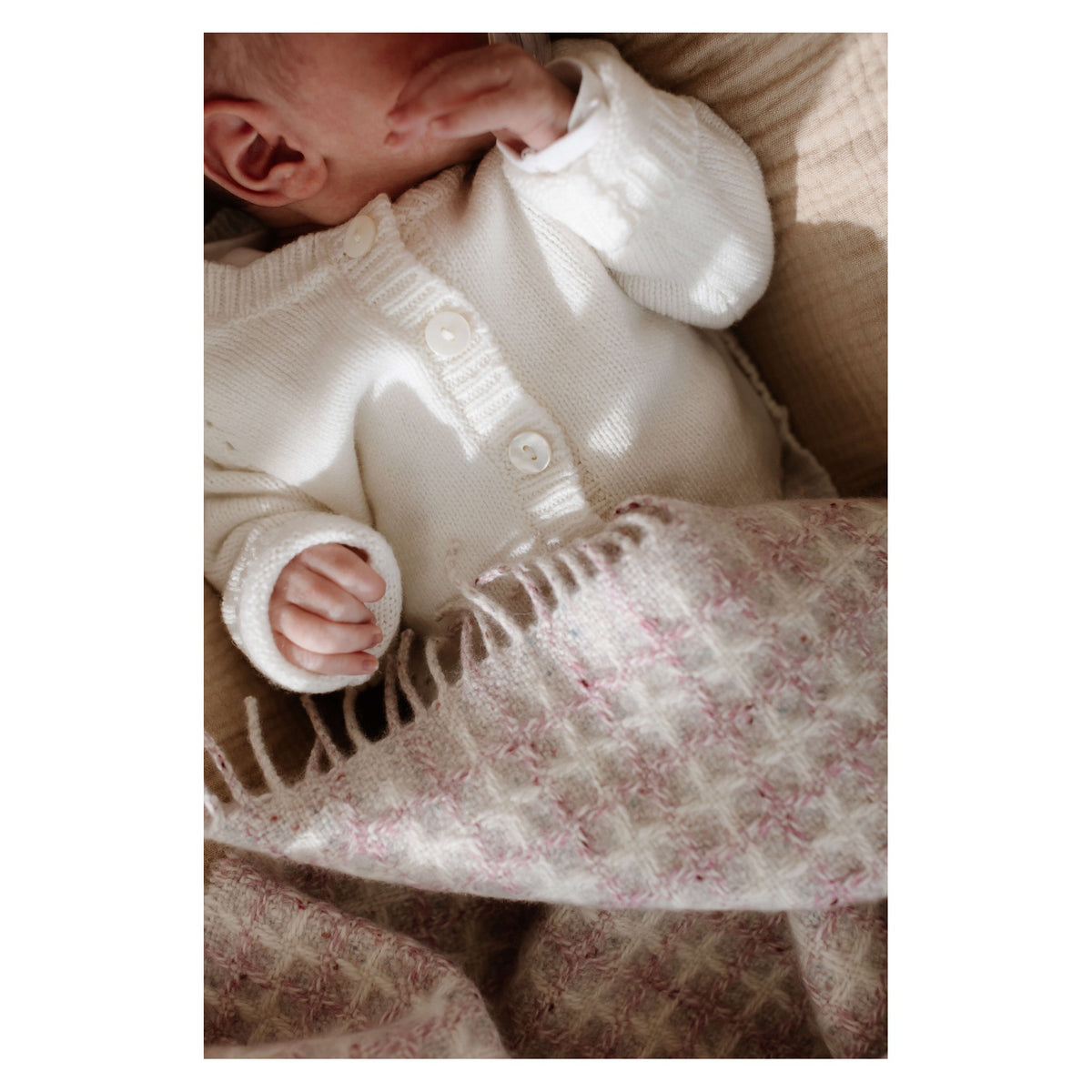 Johnstons of Elgin Donegal Cashmere Baby Blanket in Pink — view 4