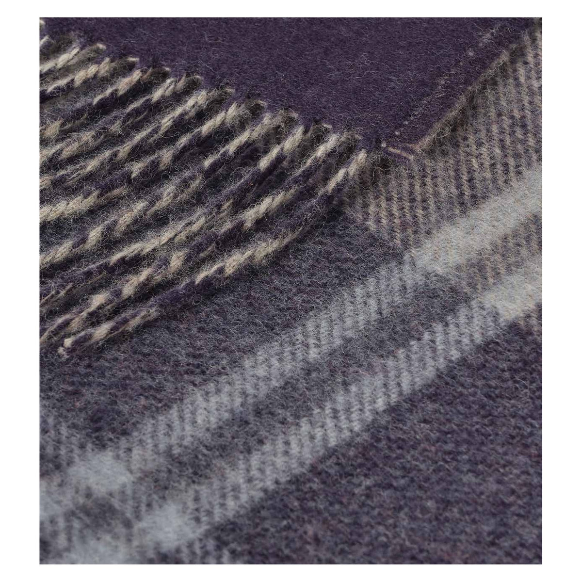 Johnstons of Elgin Doubleface Check Throw in Blue / Cream Windowpane — detail