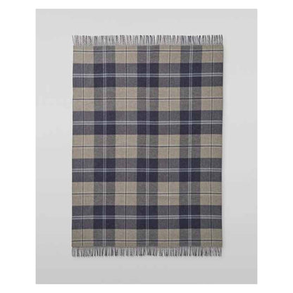 Johnstons of Elgin Doubleface Check Throw in Blue / Cream Windowpane — laid flat