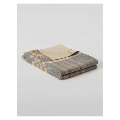Johnstons of Elgin Doubleface Check Throw in Grey / Brown Overcheck