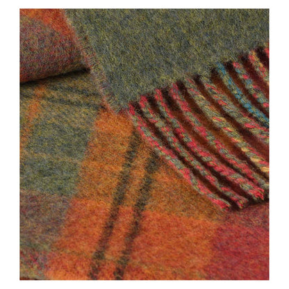 Johnstons of Elgin Doubleface Check Throw in Red Tweed / Green Windowpane — detail