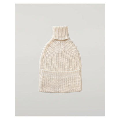 Johnstons of Elgin Cashmere Hot Water Bottle Cover in White Ribbed — detail