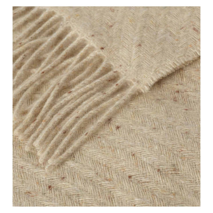 Johnstons of Elgin Lofty Twill Throw in Cream Dun — detail