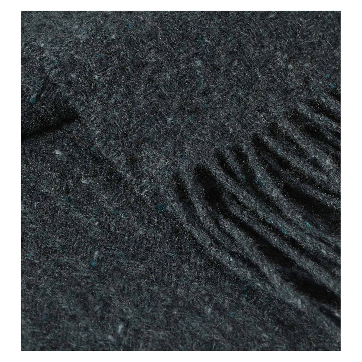 Johnstons of Elgin Lofty Twill Throw in Storm — detail