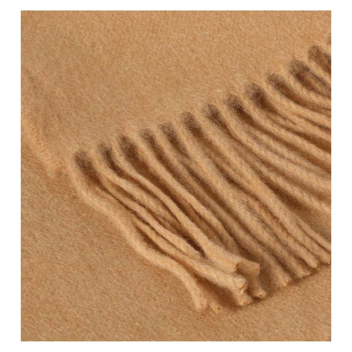 Johnstons of Elgin Plain Throw in Camel — detail