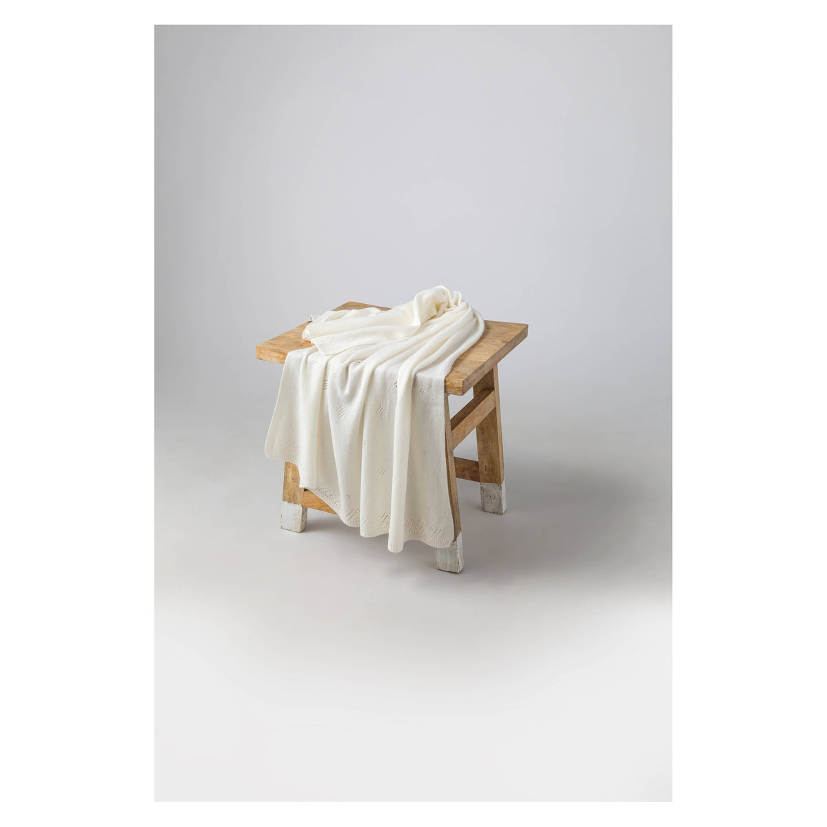 Johnstons of Elgin Pointelle Cashmere Baby Blanket in White — view 4