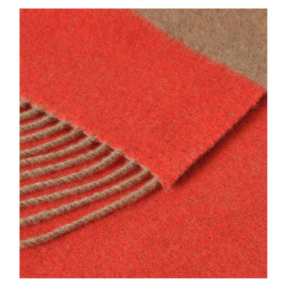 Johnstons of Elgin Stripe Throw in Otter & Red — detail