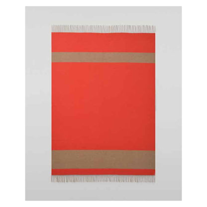 Johnstons of Elgin Stripe Throw in Otter & Red — laid flat
