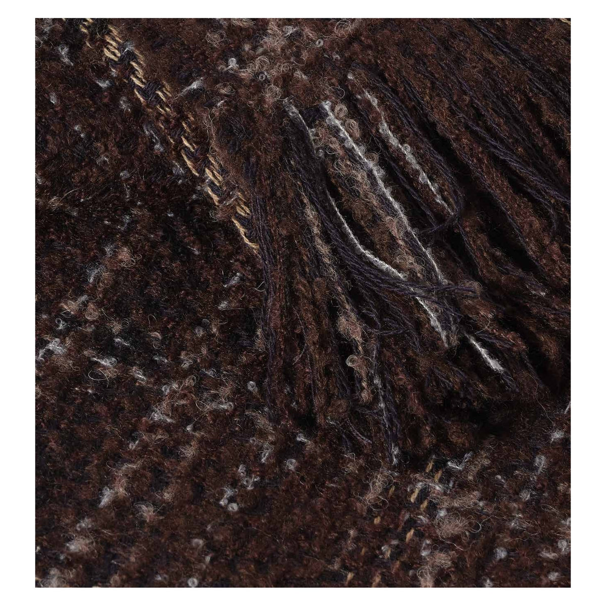 Johnstons of Elgin Luxury Texture Throw in Peat & Navy — detail