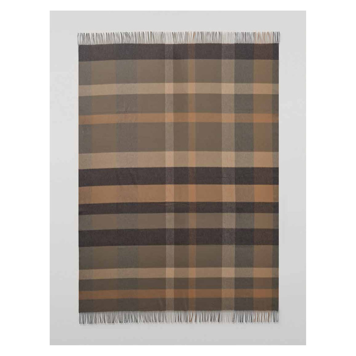 Johnstons of Elgin Umbra Plaid Throw in Cairn — laid flat
